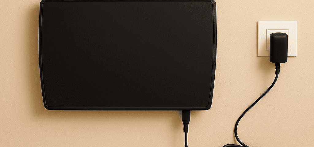 Appareil ATE noir installé sur un mur et relié au secteur
